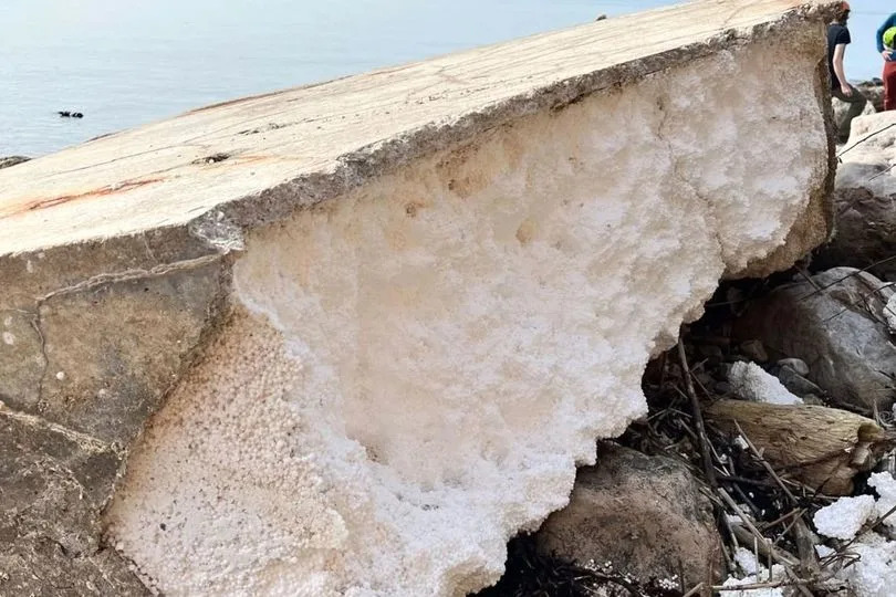 The concrete-encased polystyrene had deteriorated during winter storms