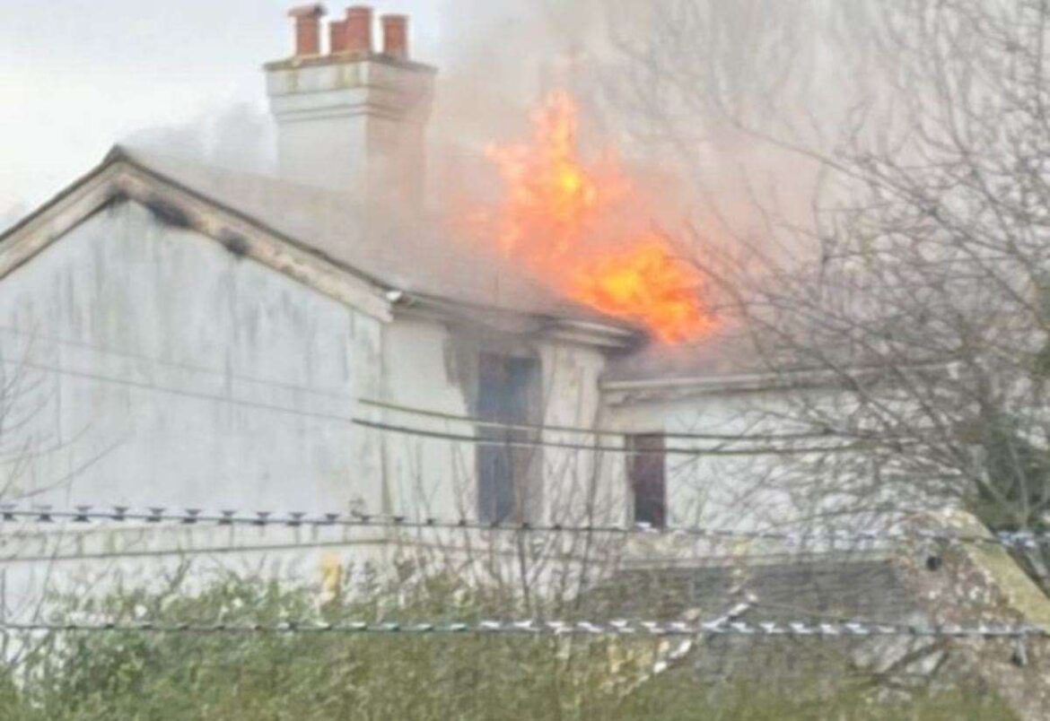 Fire crews fight blaze in Cherry Garden Lane, Folkestone, with thick smoke clouding over area