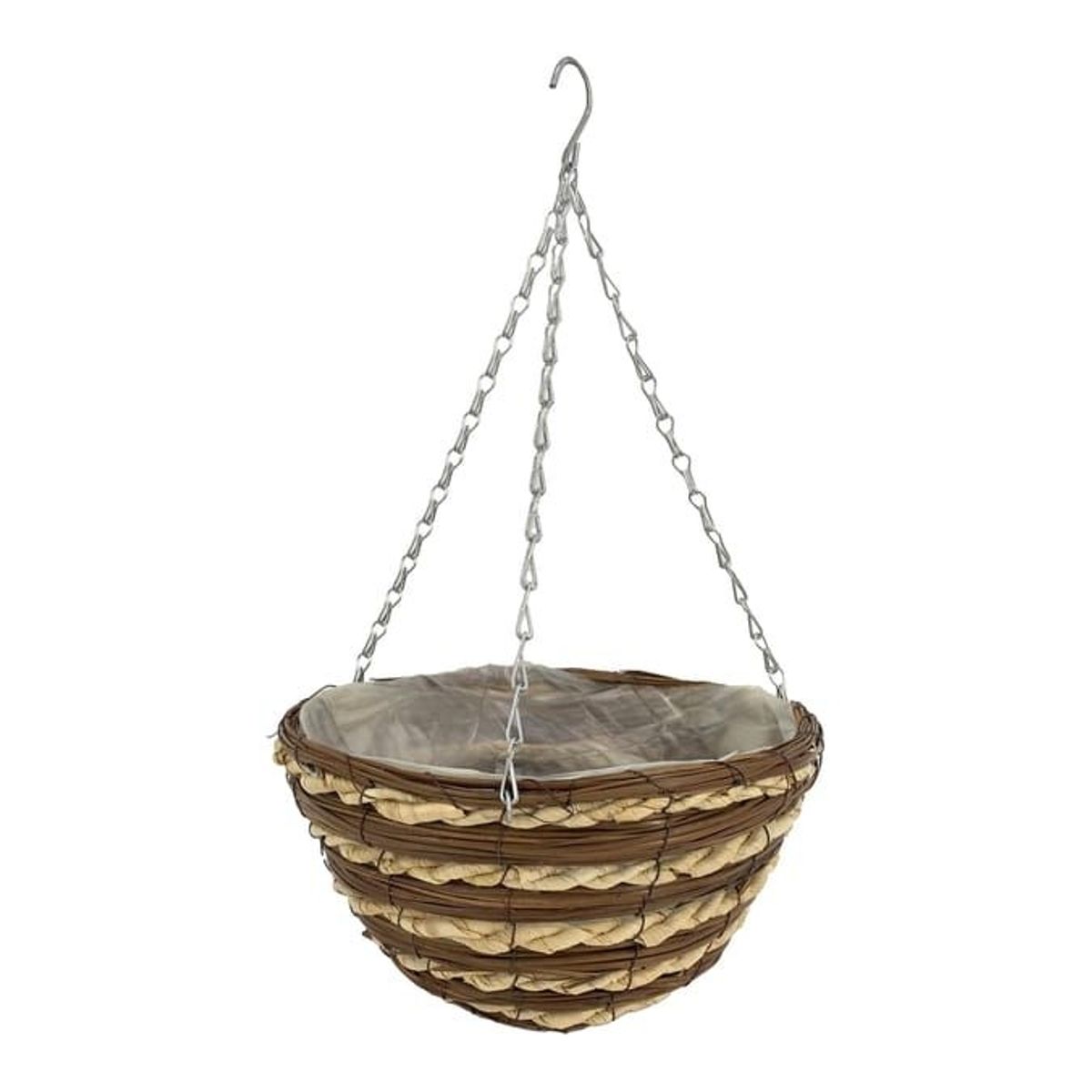 Jardin Corn Leaf Rope & Fern Round Hanging Basket