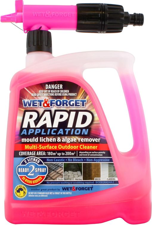 Wet & Forget Rapid Application, Ready-to-Use Mould, Lichen & Algae Remover, Black Spot Remover