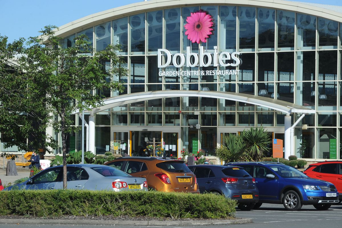 An image showing a Dobbies garden centre and carpark