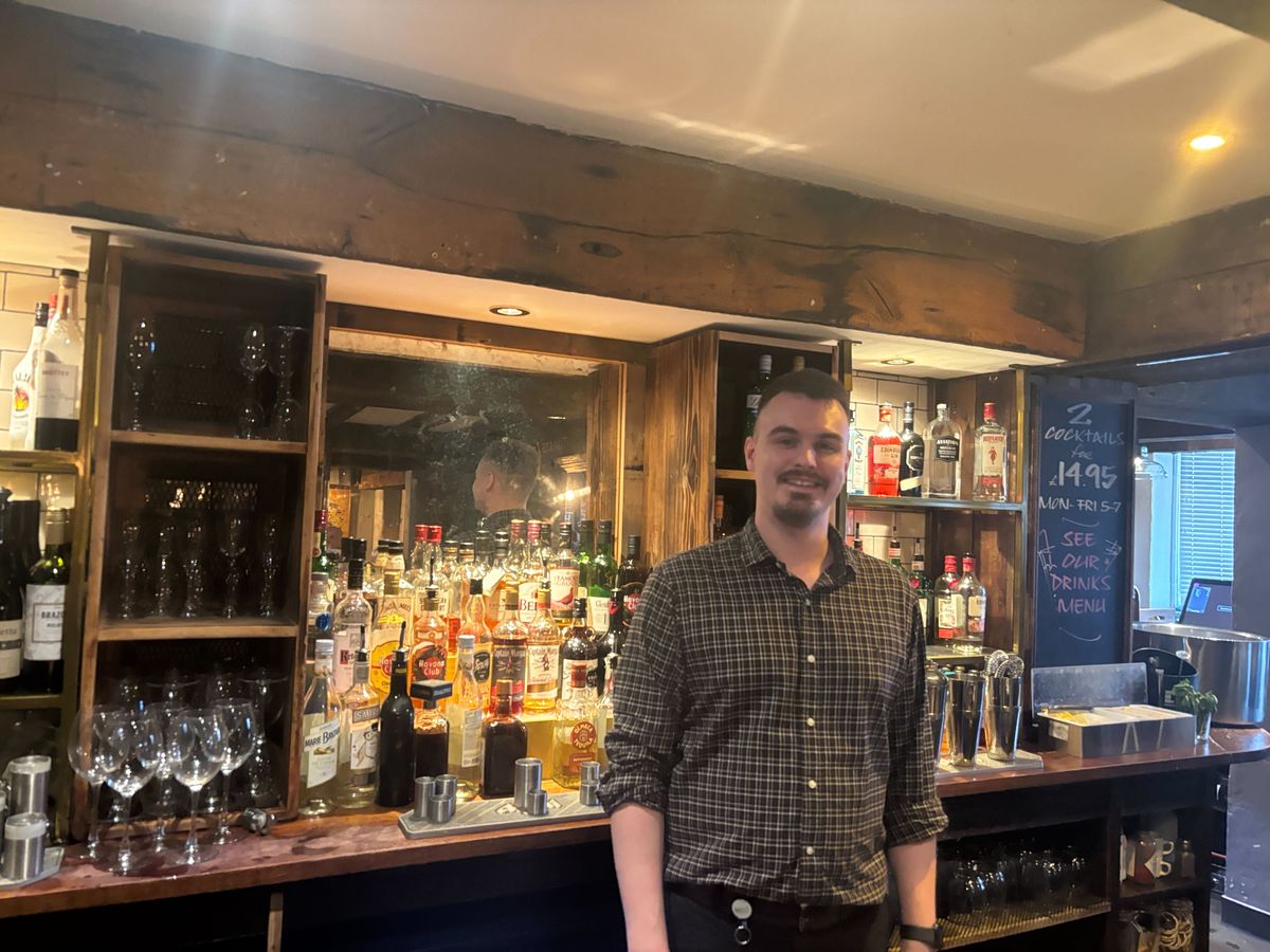 The pub's assistant manager pictured behind the bar. On my visit, all staff were full of smiles and happy to help