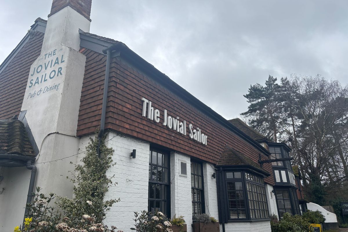 The Jovial Sailor can be found on Portsmouth Road in Ripley, not far from Woking and Guildford