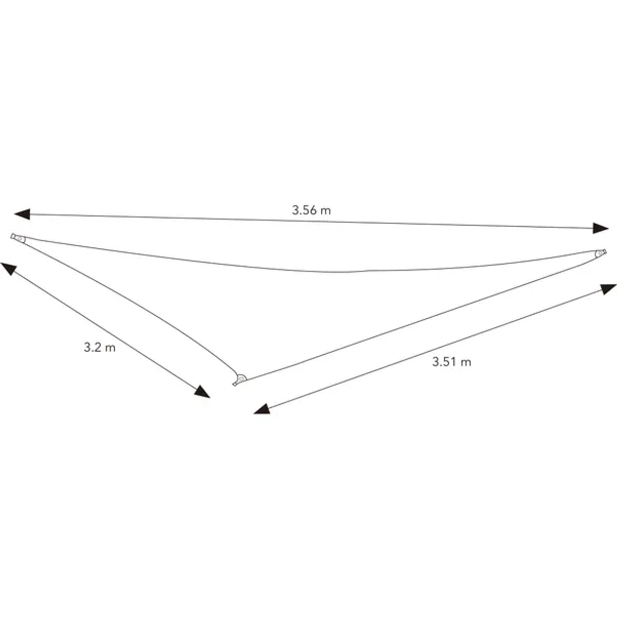 The sail parasol measures H 356cm x W 320cm x D 351cm and comes with a one-year guarantee