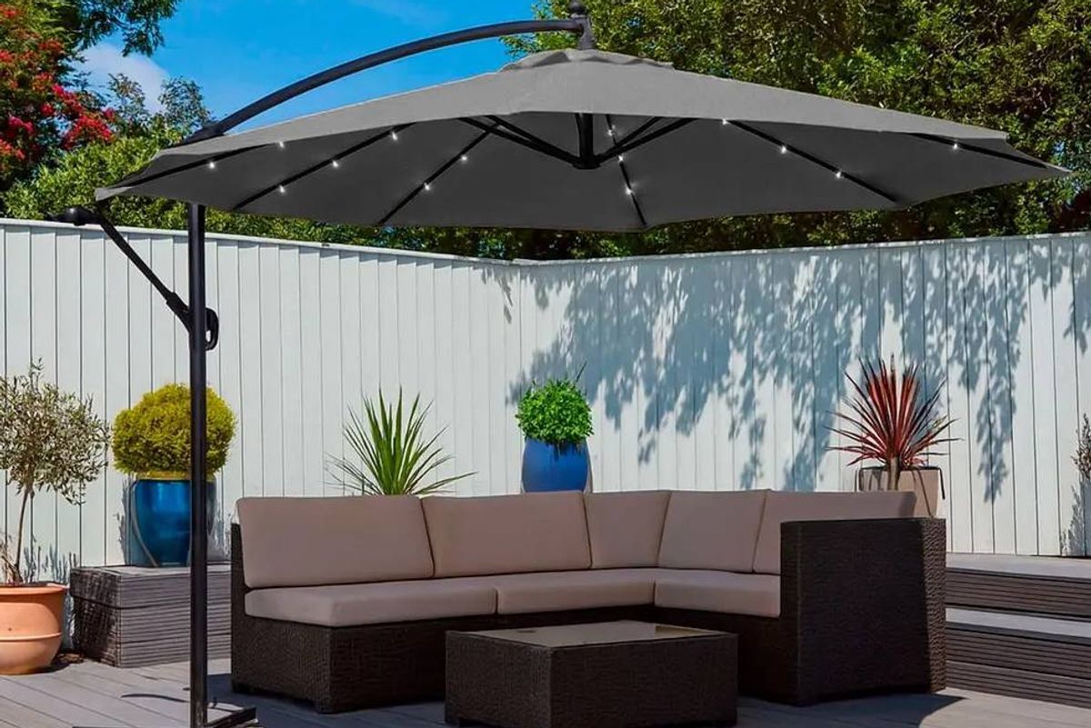 The Outdoor Freestanding Parasol boasts eight five-star reviews