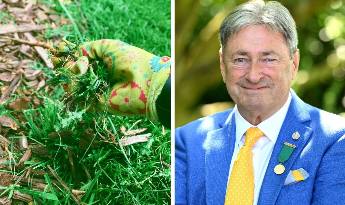 Alan Titchmarsh and gardener pulling out weeds