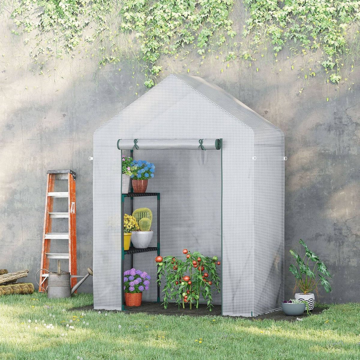 A picture of the Outsunny Greenhouse in a garden