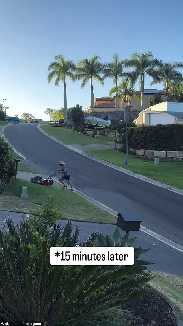 According to AJ's theory, if you mow your front lawn, your neighbour will do the same within the hour . He even shared evidence of this occurrence in his street in Logan