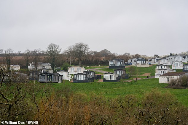 Views onto Meadow Lakes Holiday Park from Luney Barton. Bruce Bryan, who has lived in the hamlet for 33 years, said: 'It's farcical and has got so bad I rarely use my garden now'