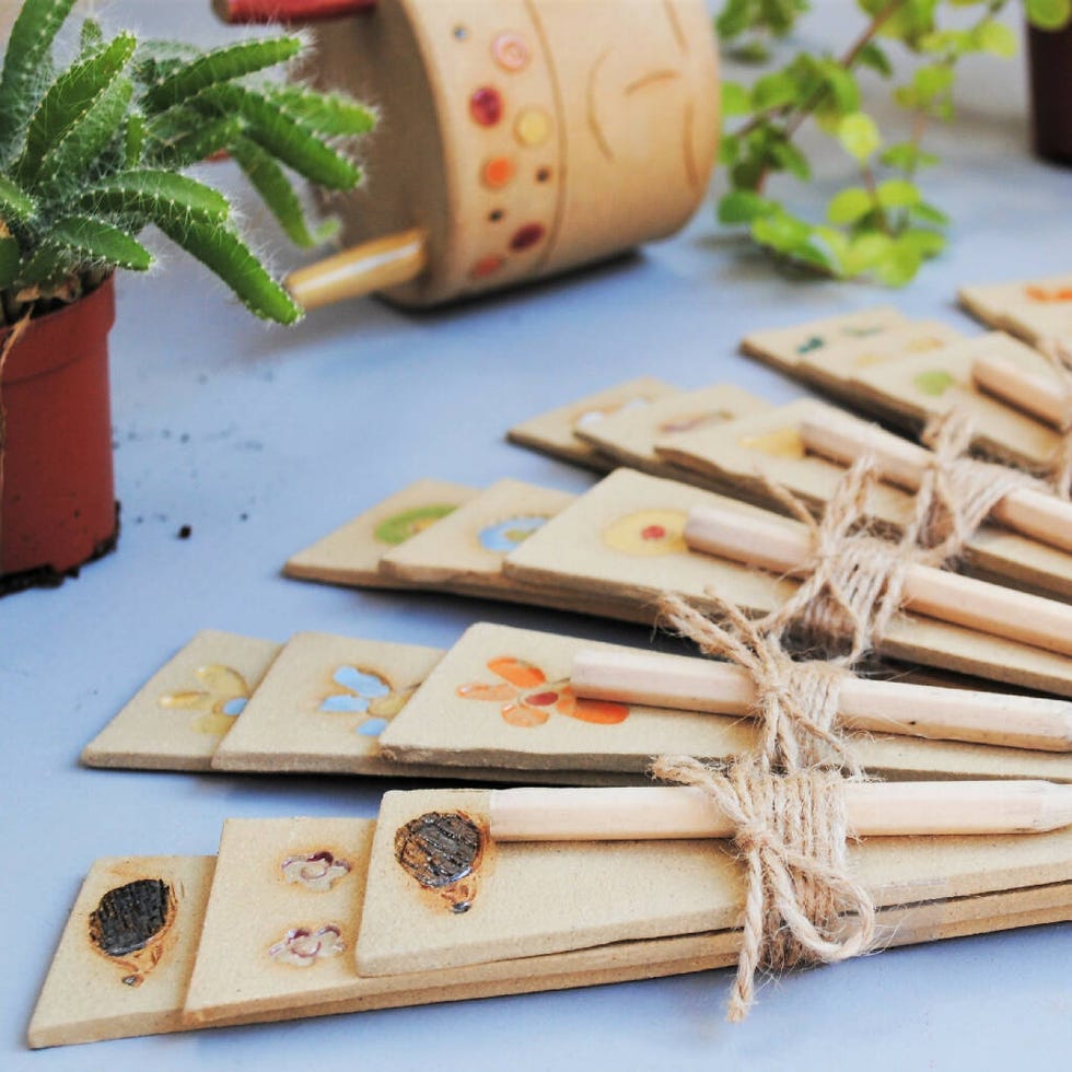 Stoneware Ceramic Plant Markers and Labels Set