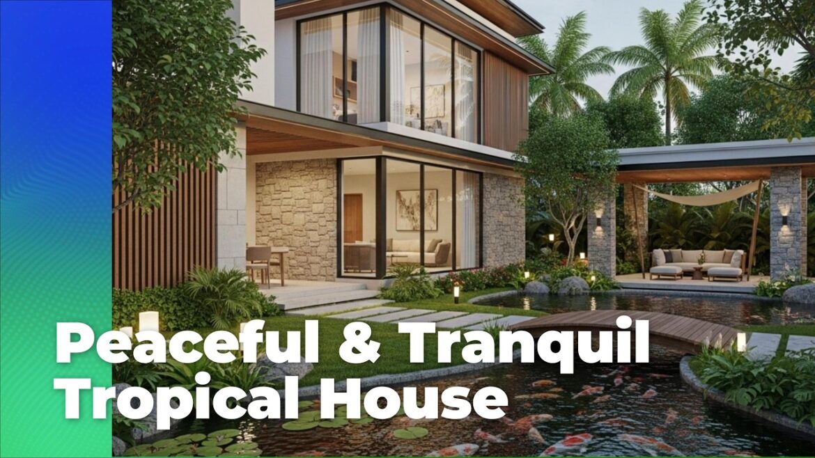 Peaceful & Tranquil Tropical House with Small Garden & Koi Pond Trends 2025.