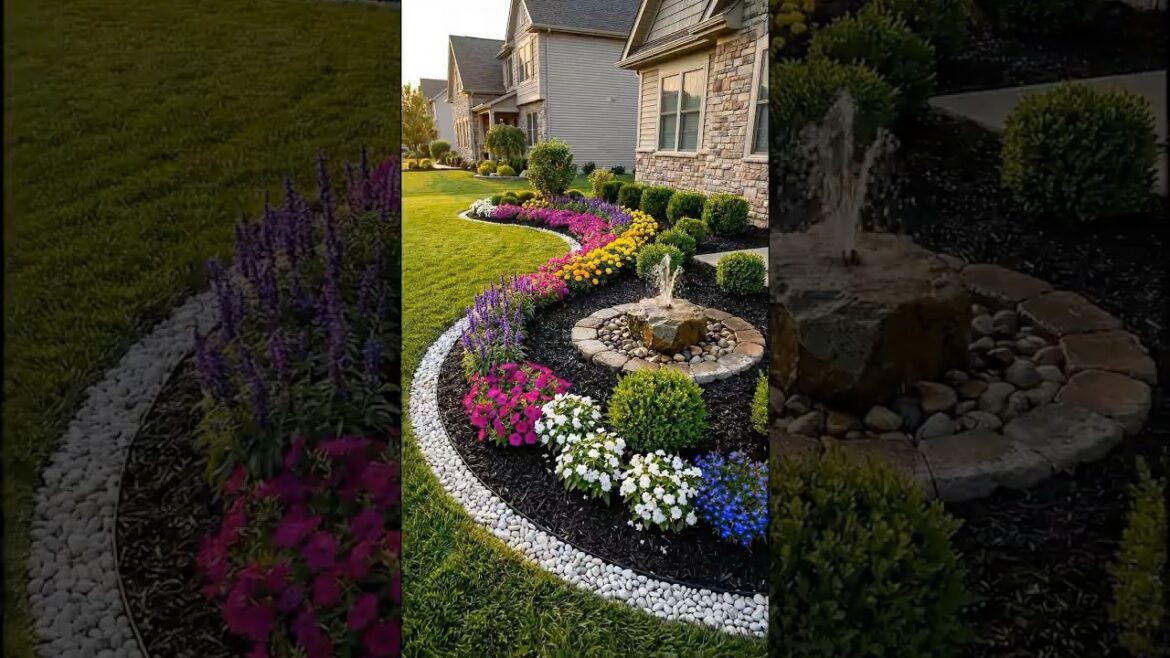 This Front Yard Makeover Has a Fountain ⛲🌸 #shorts