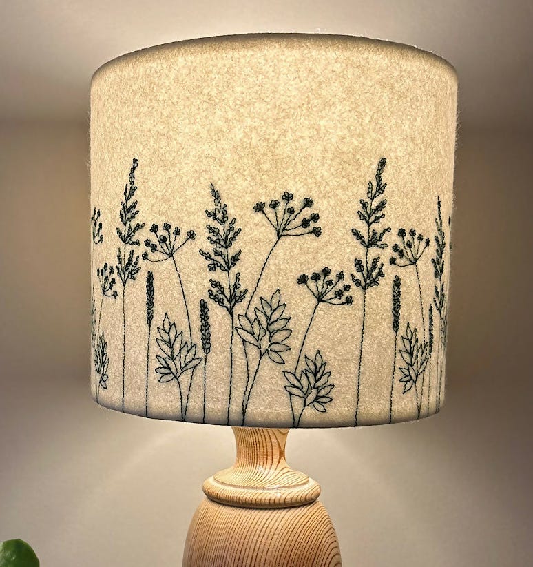 Embroidered Hedgerow Lampshade