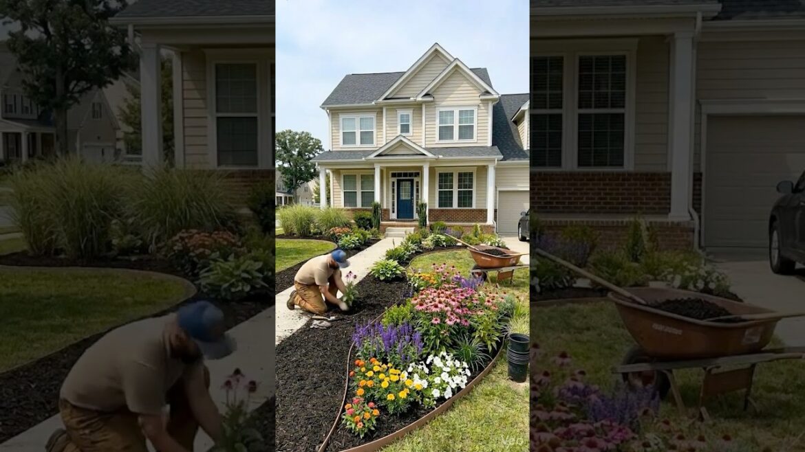 They Transformed This Plain Front Yard Into a Lush Landscape Garden… 🌸😳 #beforeandafter #trending