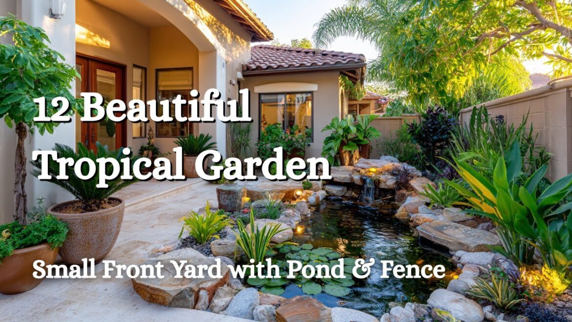12 Beautiful Small Front Yard Tropical Garden Landscaping Ideas with Pond & Fence 12 Beautiful Small Front Yard Tropical Garden Landscaping Ideas with Pond & Fence
