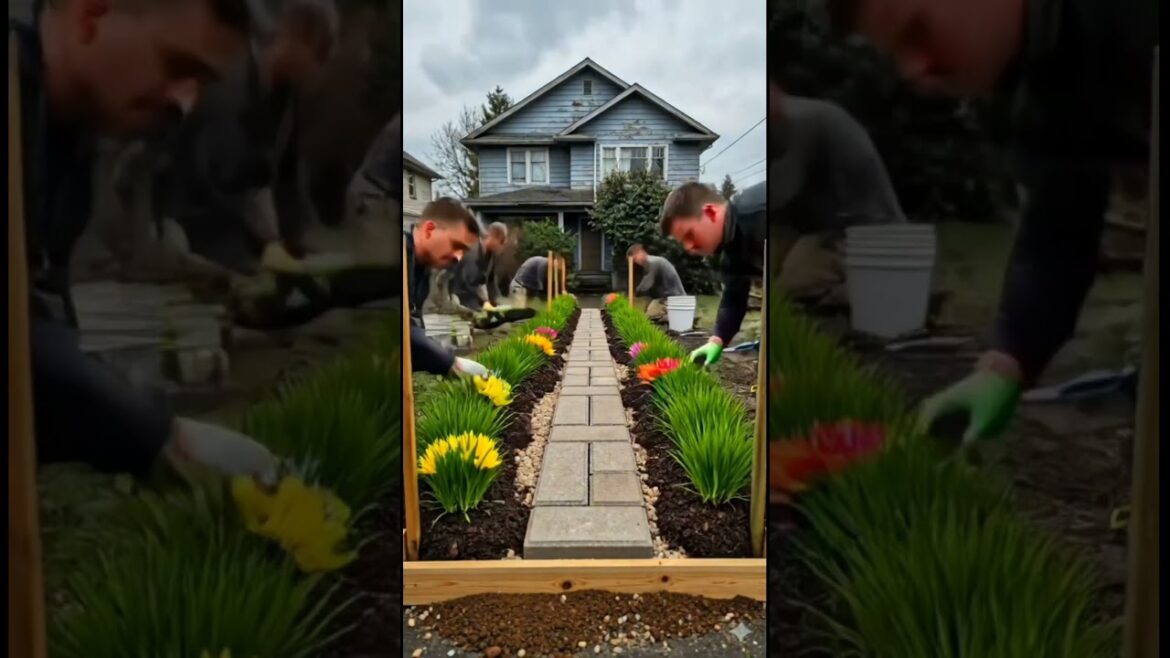 Front Yard Walkway & Flower Bed Transformation Timelapse