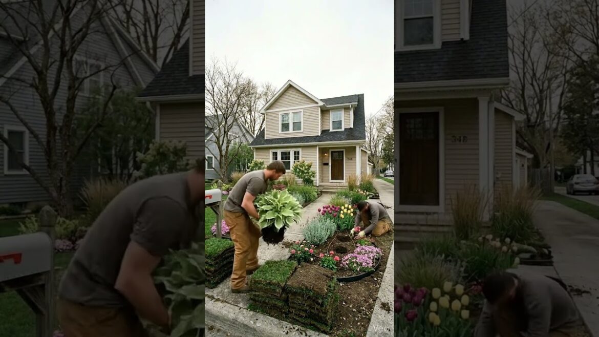 They Replaced Their Lawn With a Lush Flower Garden… 🌸😳  #beforeandafter #frontyardgardenupdate
