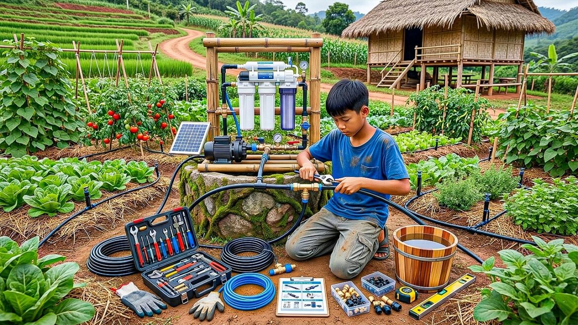 Country Life: Orphan Boy Building a Garden Irrigation System After a Long Drought Country Life: Orphan Boy Building a Garden Irrigation System After a Long Drought