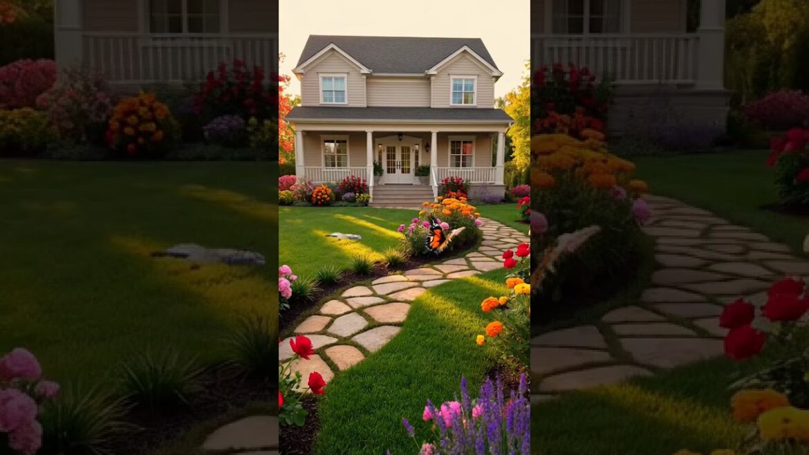 Stunning Modern Front Yard Landscaping Makeover✨ #shorts