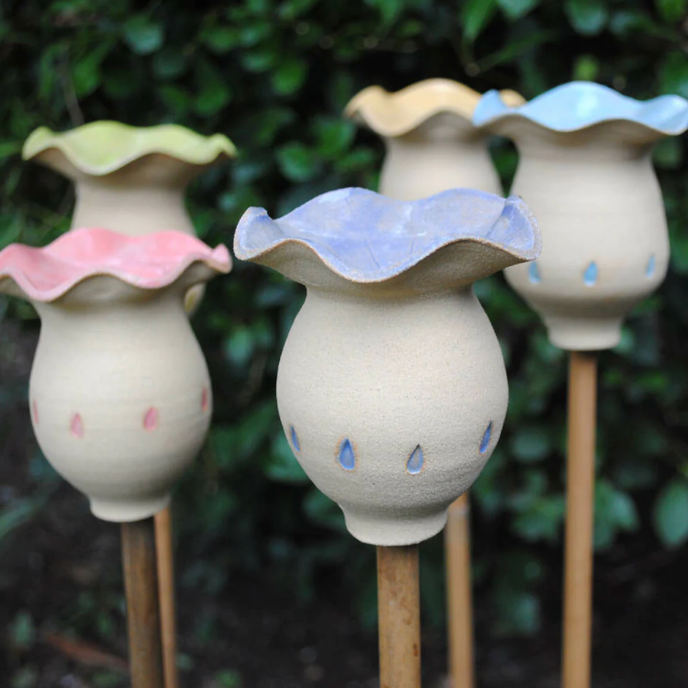 Ceramic Poppy Seed Head in Six Colour Options