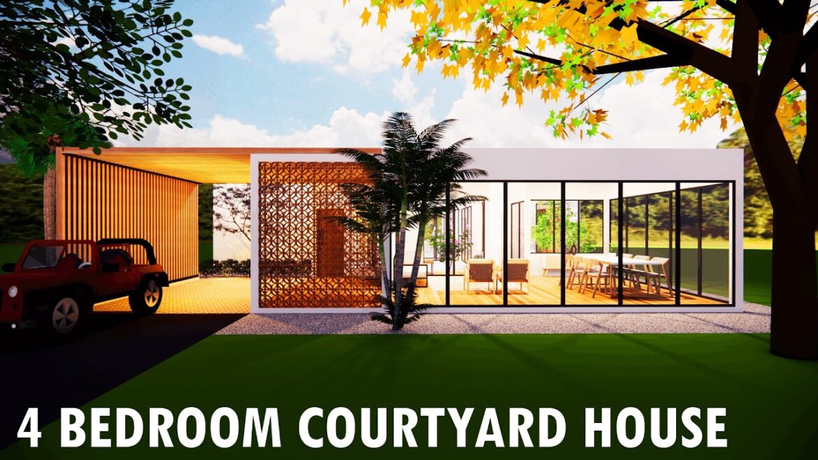 4 Bedroom Courtyard House Design | Dual Garden Layout | 173sqm Modern Home 4 Bedroom Courtyard House Design | Dual Garden Layout | 173sqm Modern Home