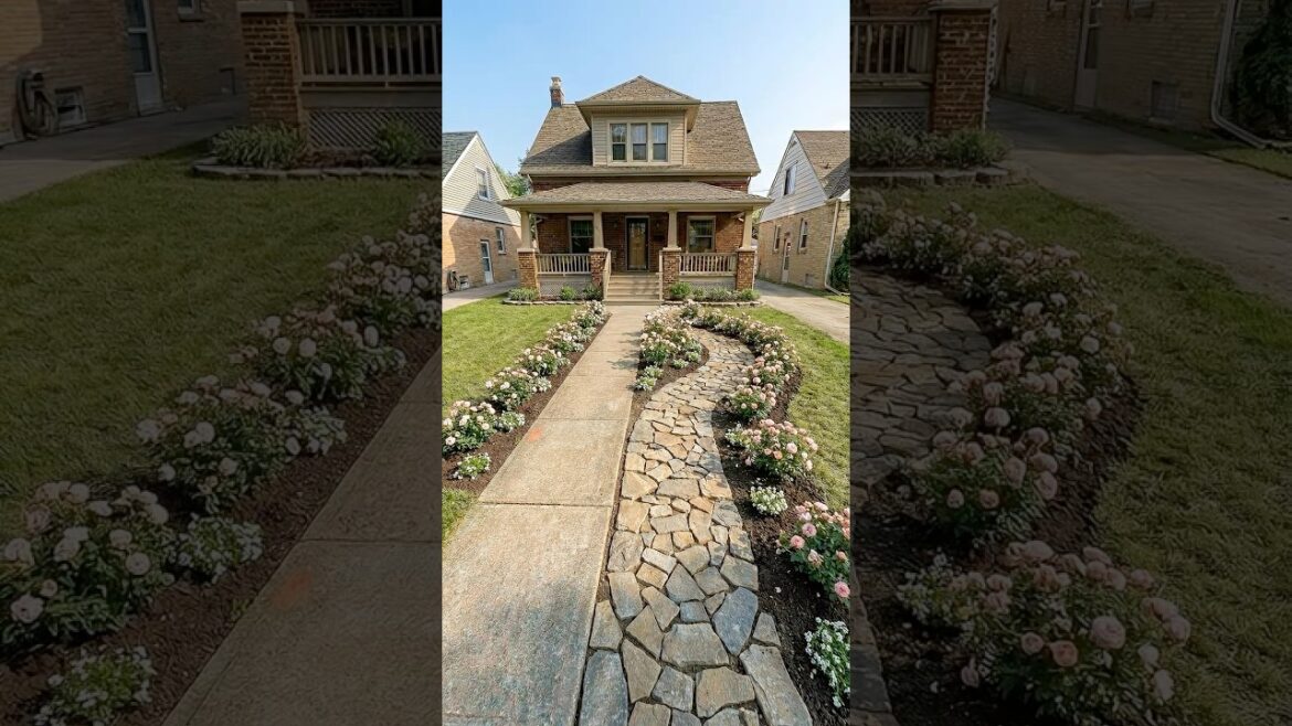 From Empty Lawn to a Blush Rose Ribbon Walkway #garden #reels #satisfying