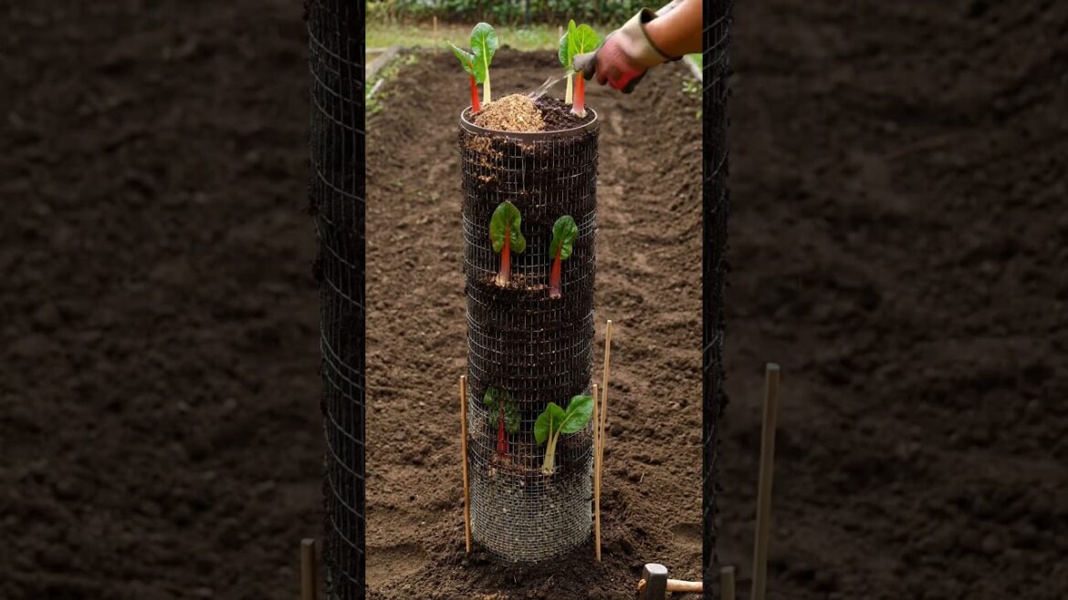 rainbow stem chard tower 🌈 colorful garden timelapse #shorts #gardening #timelapse