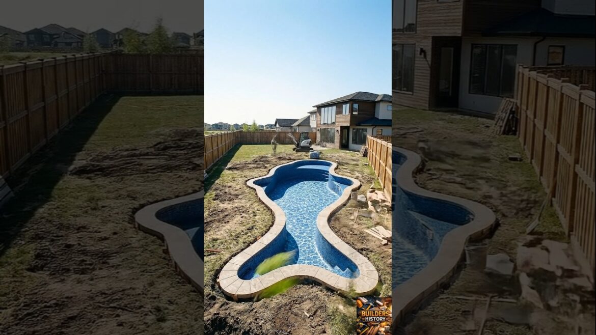 Building a giant fish-shaped swimming pool in the backyard in this satisfying DIY construction
