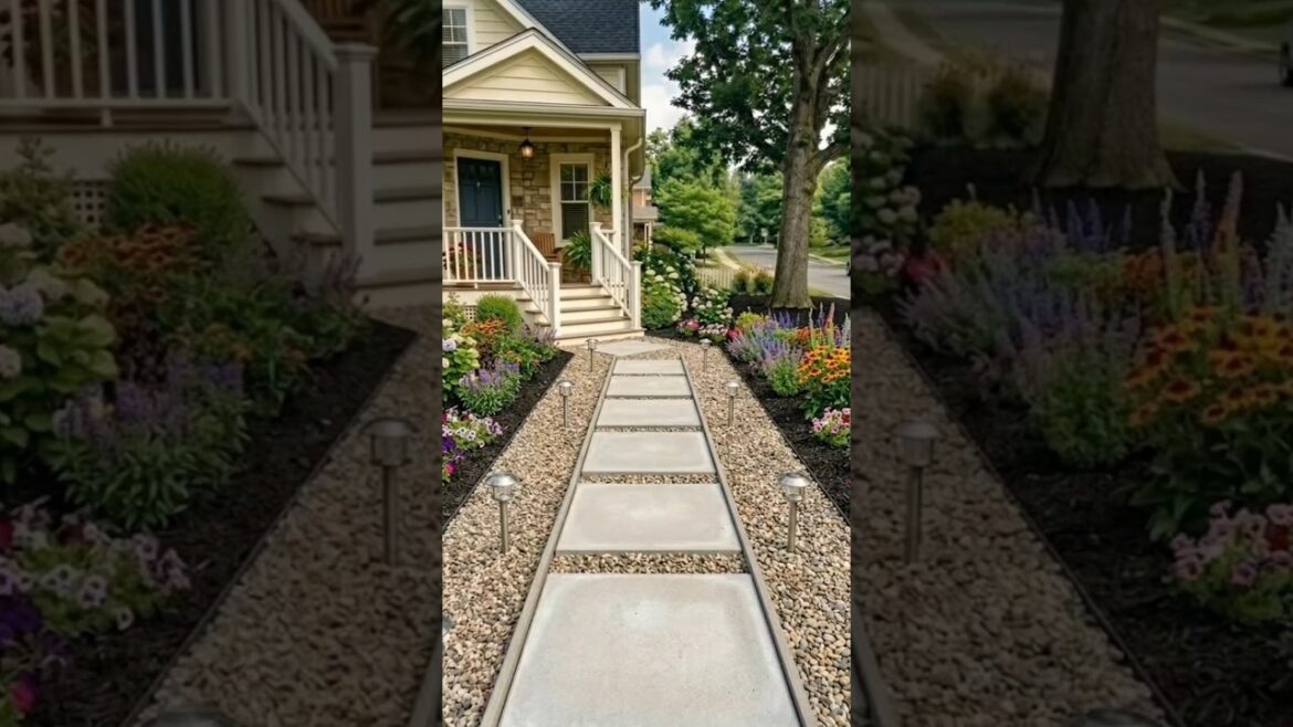 The girl removed the grass outside the house and planted flowers on it #shorts #ai