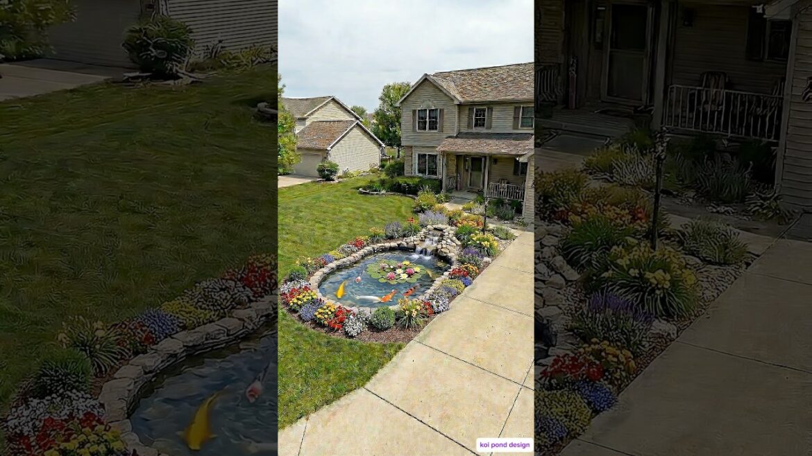 Beautiful Front Yard Koi Pond with Waterfall| Small Garden Oasis Design Beautiful Front Yard Koi Pond with Waterfall| Small Garden Oasis Design