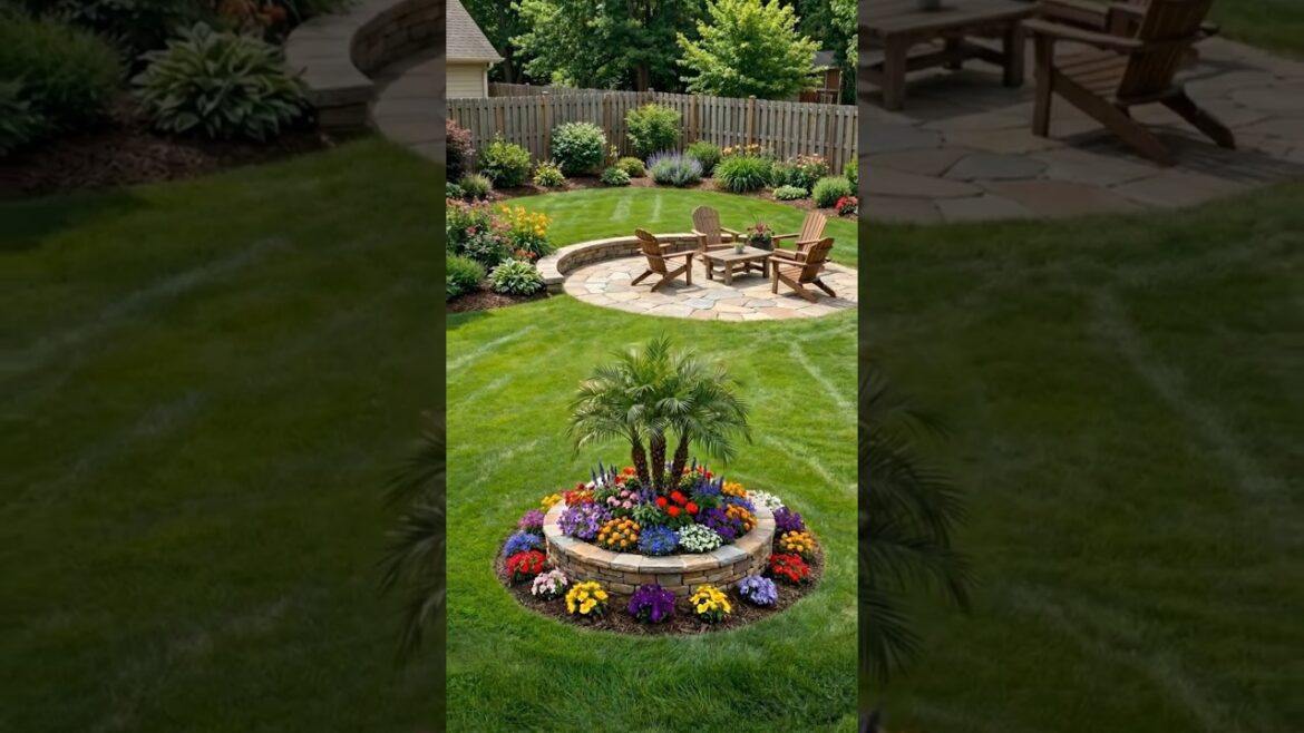 Empty lawn ➜ beautiful garden centerpiece 🌸🌴🌸