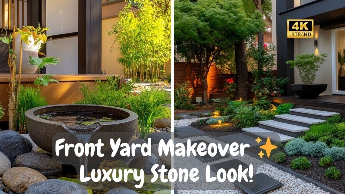 🪨 DIY Small Front Yard Garden | Easy Stone Art Landscaping Ideas for a Luxury Look 🌿