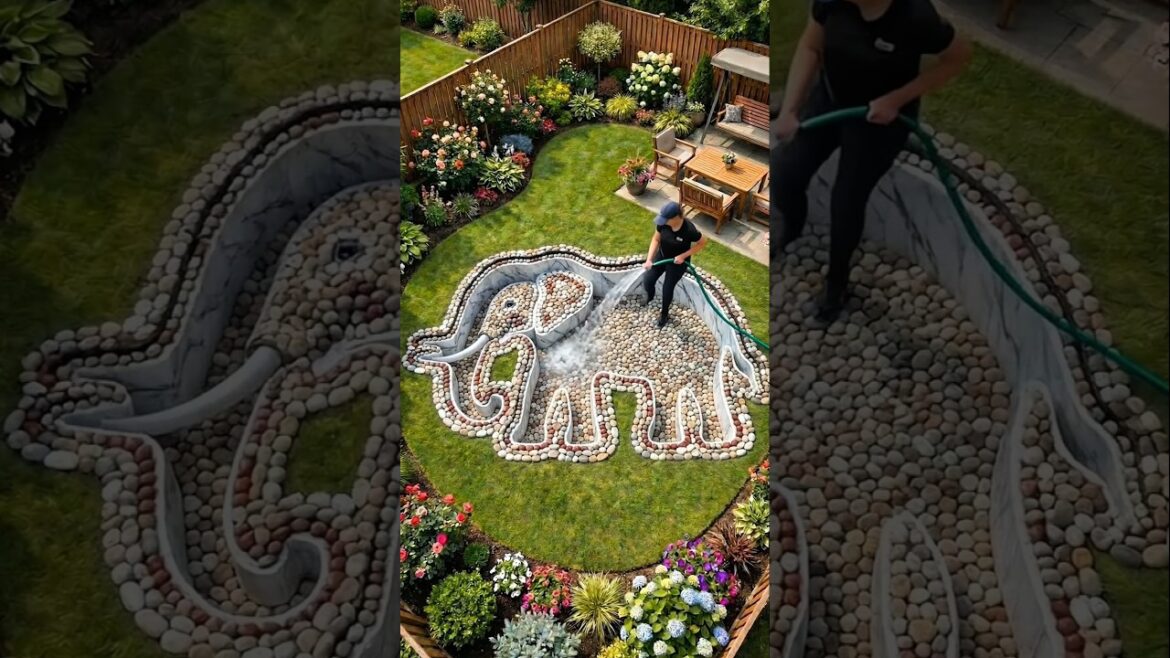 Building a GIANT Elephant Fish Pond in My Backyard 🐘🐟 Amazing Final Result! # shorts #koifishpond