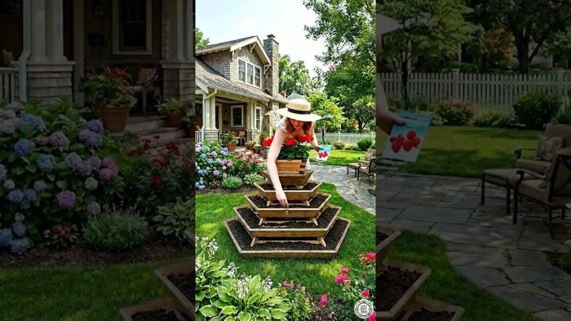 DIY Strawberry Garden on a Pyramid Planter #strawberry #GardenDIY #plantlove  #crafts #diy