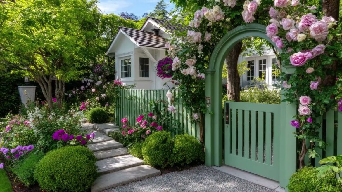 Elegant Cottage Entryway Ideas: Garden Gates, Floral Arches & Small Front Yard Inspiration