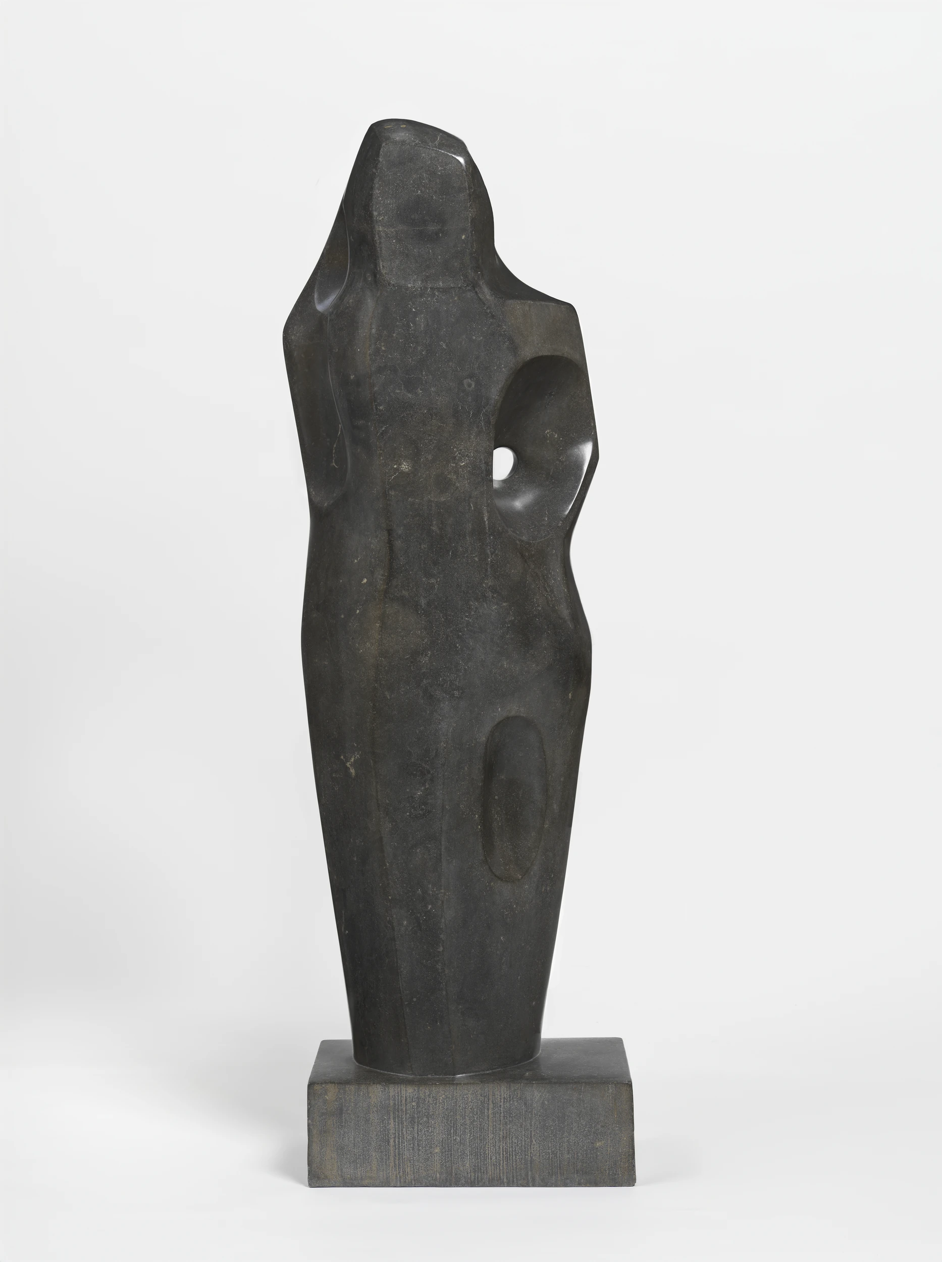 Barbara Hepworth's Bicentric Form sculpture on white background