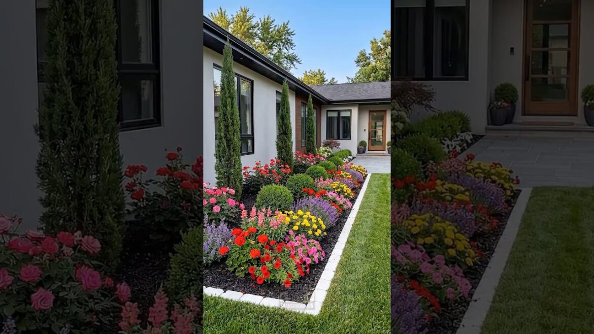 Plain Lawn Turned Into a Colorful Garden Border 🌿🌺 #shorts Plain Lawn Turned Into a Colorful Garden Border 🌿🌺 #shorts