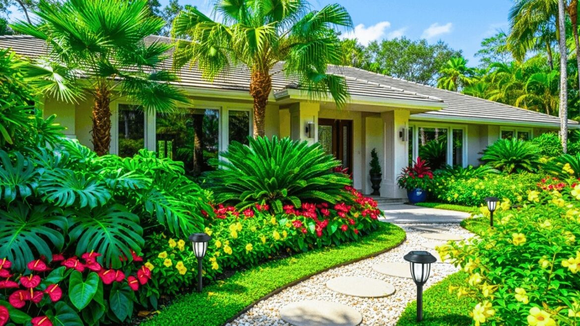 This Tropical Front Yard Feels Like a Luxury Resort 🌴 Modern Garden Design