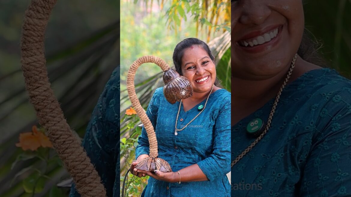 ചിരട്ടയിൽ ലൈറ്റിട്ടപ്പോൾ😍 | Coconut Shell Craft | Eliza Creations #shorts #craft