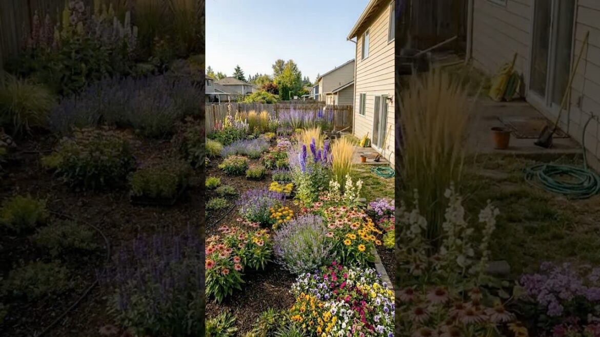 I Turned My Backyard Into a Tall Flower Garden… 🌸😳 #beforeandafter #gardenupdate