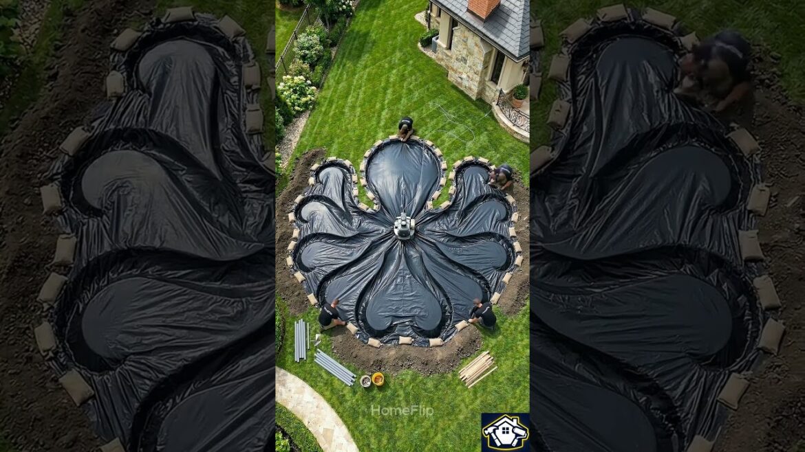 WAIT FOR THE OCTOPUS POOL 😱🐙 #shorts #shortsfeed #satisfying #short #beforeafter # #backyard #pool
