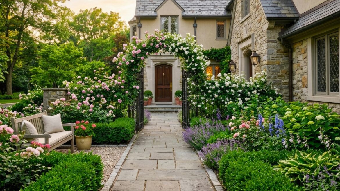 Elegant Front Yard Landscaping: Romantic Garden Entryway for a Luxury Home Look Elegant Front Yard Landscaping: Romantic Garden Entryway for a Luxury Home Look