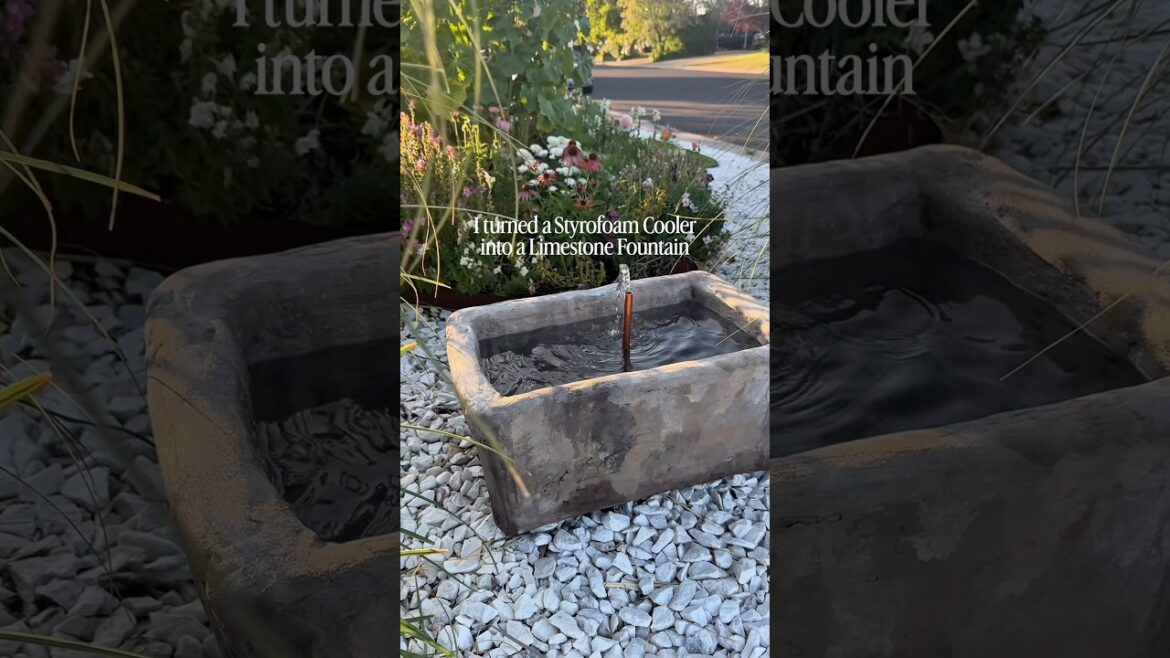 From trash to luxury fountain ✨⛲️#limestonefountain #cottagegarden
