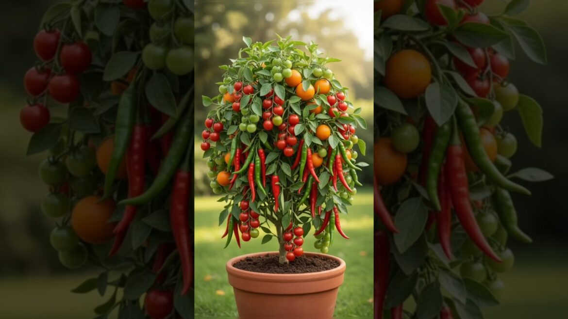 how to grow tomatoes chili and orange in one pot #shorts #viral #youtubeshorts