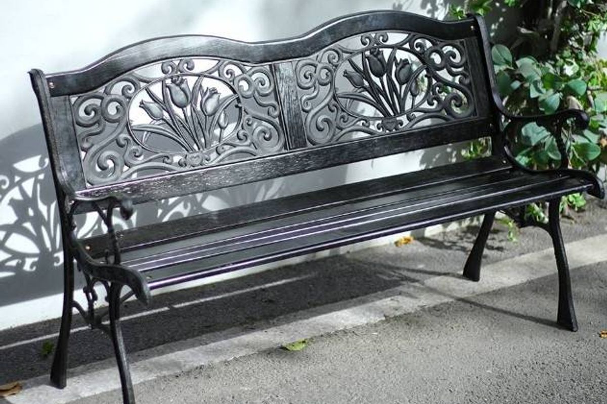 Black garden bench