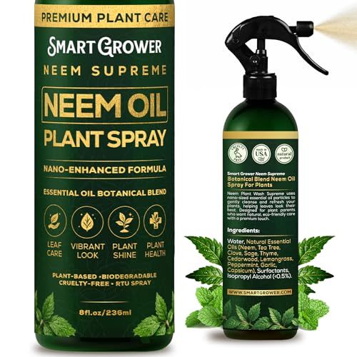 Neem Oil Spray for Plants Botanical Blend &ndash; Plant Wash With Natural Essential Oils, Simple Ready-To-Use Plant Spray for Gardens, Houseplants, Indoor &amp; Outdoor Plants &ndash; 8 Oz