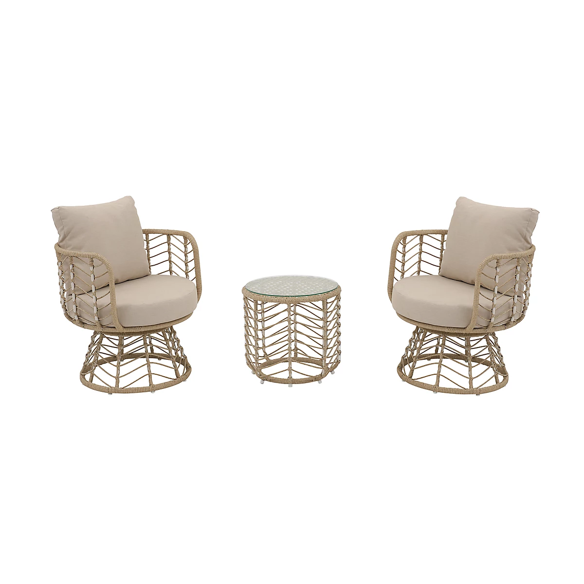 B&amp;Q, GoodHome Omalos Beige Metal 2 seater Bistro set