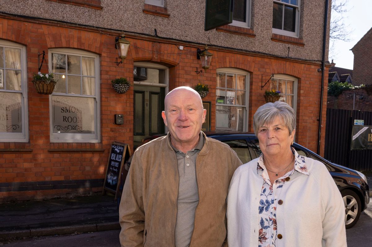 Andy and Julie Richardson, licensees at the Cap & Stocking in Kegworth 