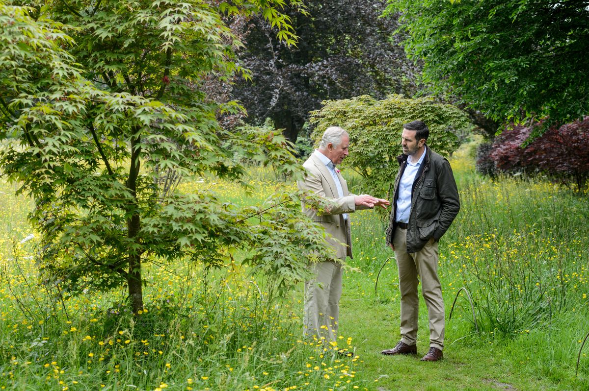 The then Prince of Wales and Adam Frost at Highgrove