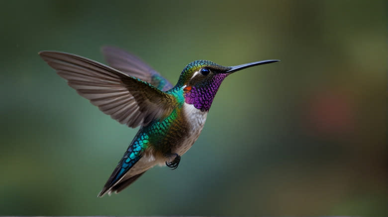 Close up of a hummingbird in flight